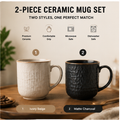 2-Pack Ceramic Mug Set – Modern Minimalist Coffee Cups for Home & Office Use (Set of 2 Designs)