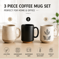 3-Piece Ceramic Coffee Mug Set – Minimalist Cups for Home & Office, Microwave & Dishwasher Safe, Perfect Gift for Daily Use